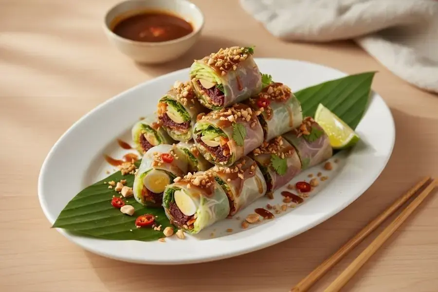 Gỏi cuốn biến tấu với sốt me.
