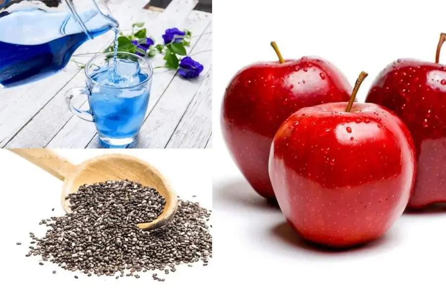 Nước detox hoa đậu biếc, táo, hạt chia giảm cân hiệu quả