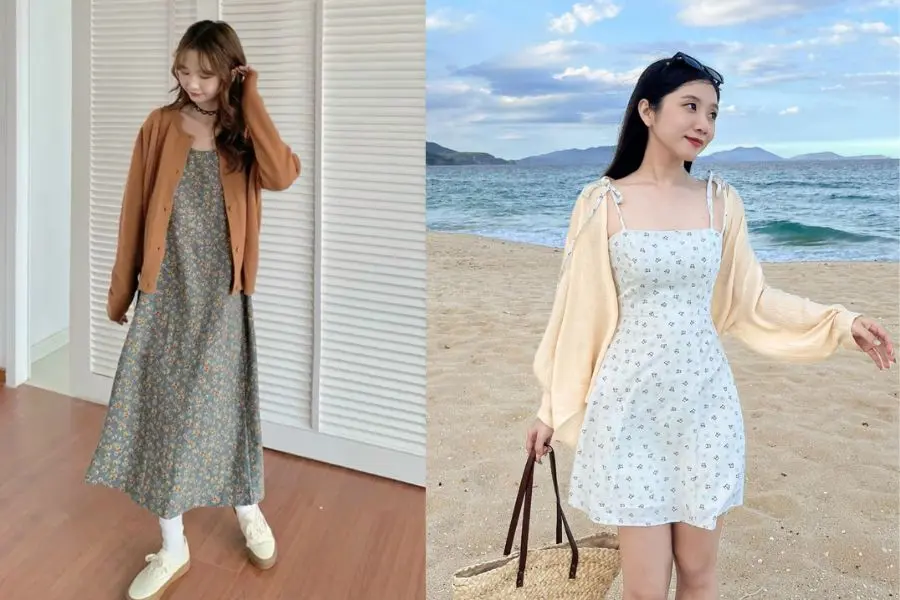 Bạn có thể chọn váy hoa nhí vintage dáng dài hoặc dáng ngắn đều rất xinh.