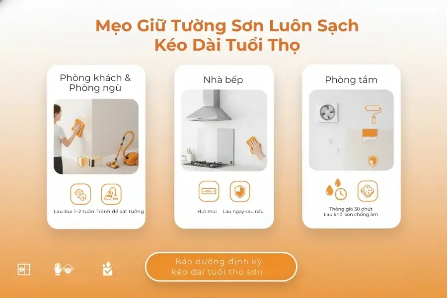 Mẹo giữ tường sơn luôn sách và kéo dài tuổi thọ.