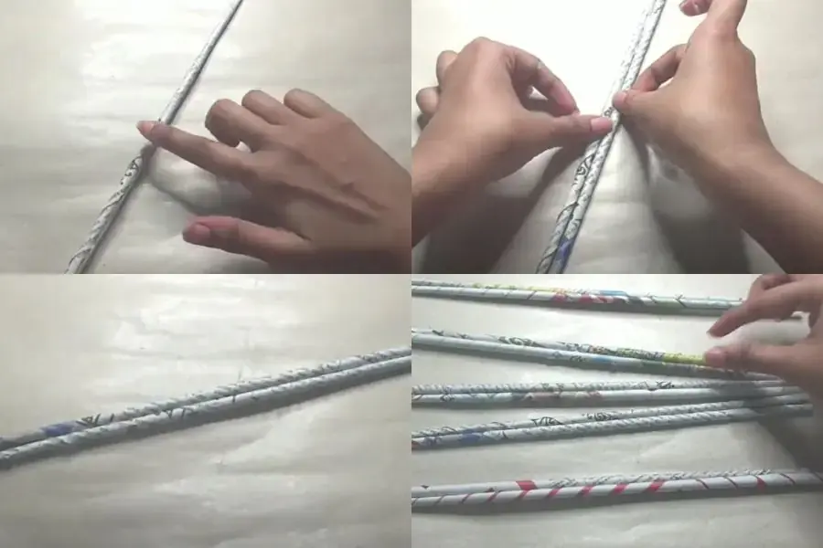 Cố định chắc tay hai que lại với nhau rồi để keo khô.
