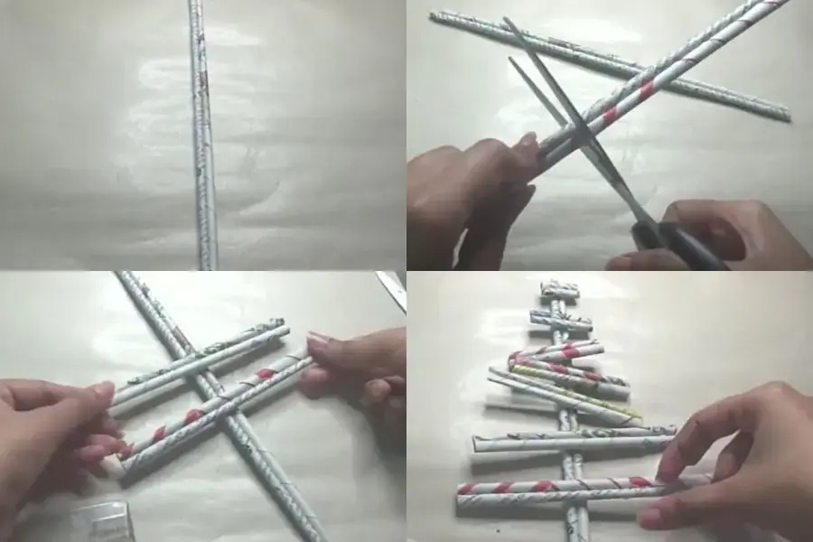 Đặt các que sao cho đỉnh chóp là ngắn nhất.
