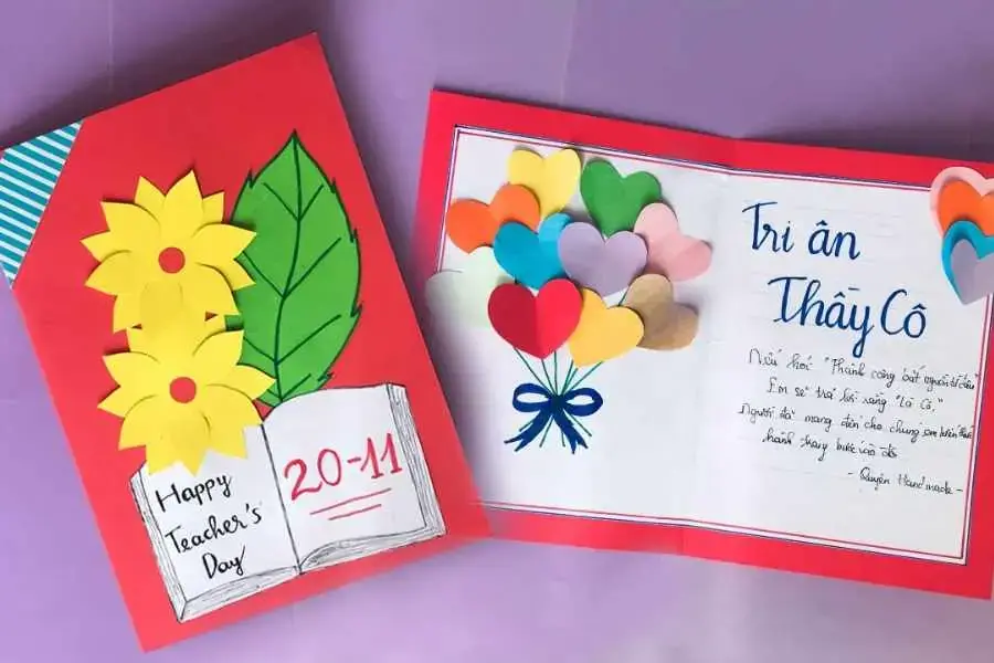 Thiệp gửi tặng thầy cô nhân ngày 20/11 mang đầy ý nghĩa.