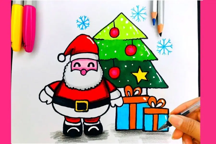 Cây thông Noel được vẽ từ các hình tam giác.
