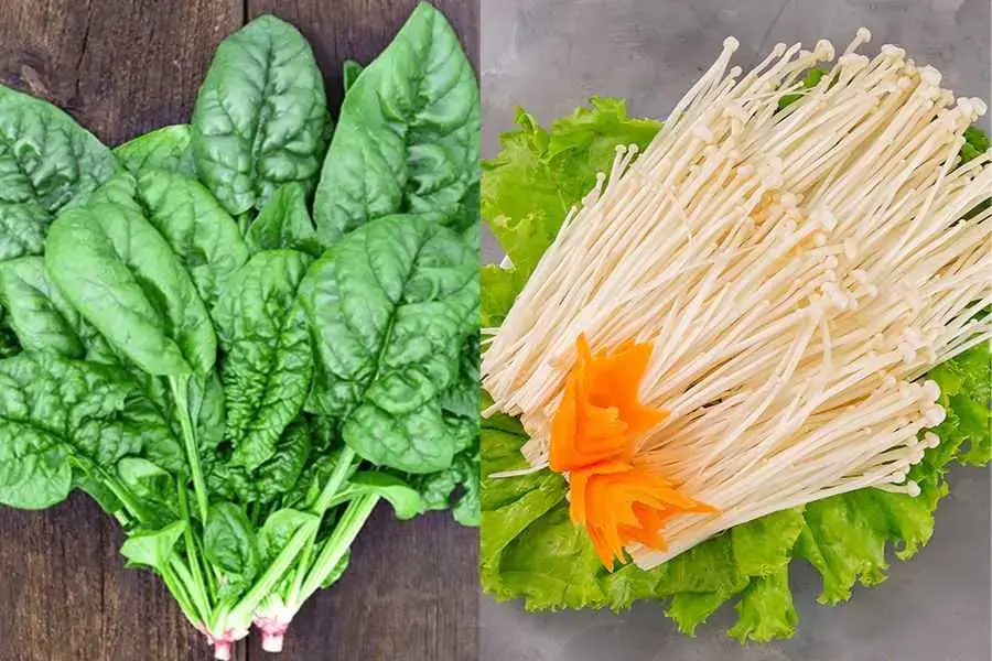 Rau chân vit sốt nấm kim châm mang lại hương vị mới lạ, độc đáo.