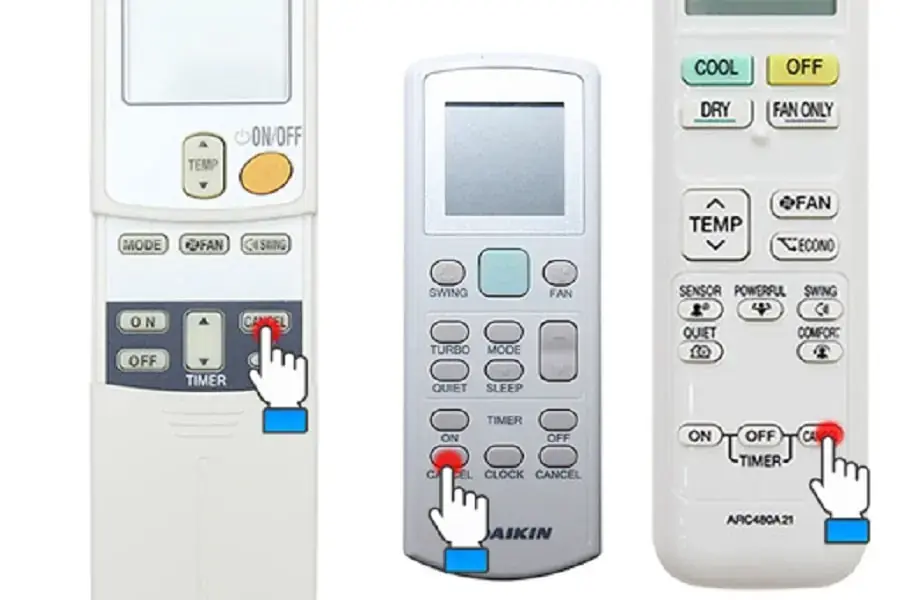 Cách hủy chế độ hẹn giờ trên dòng máy Daikin ở hai dòng mới và cũ (Hình ảnh: Daikin)