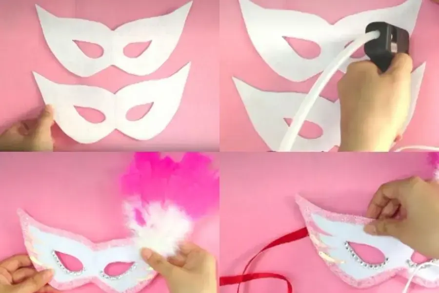 Các bước sáng tạo mặt nạ Halloween với chất liệu vải nỉ.
