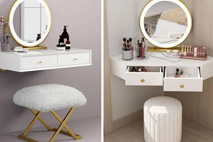Bàn trang điểm treo tường với thiết kế nhỏ gọn, tiết kiệm không gian