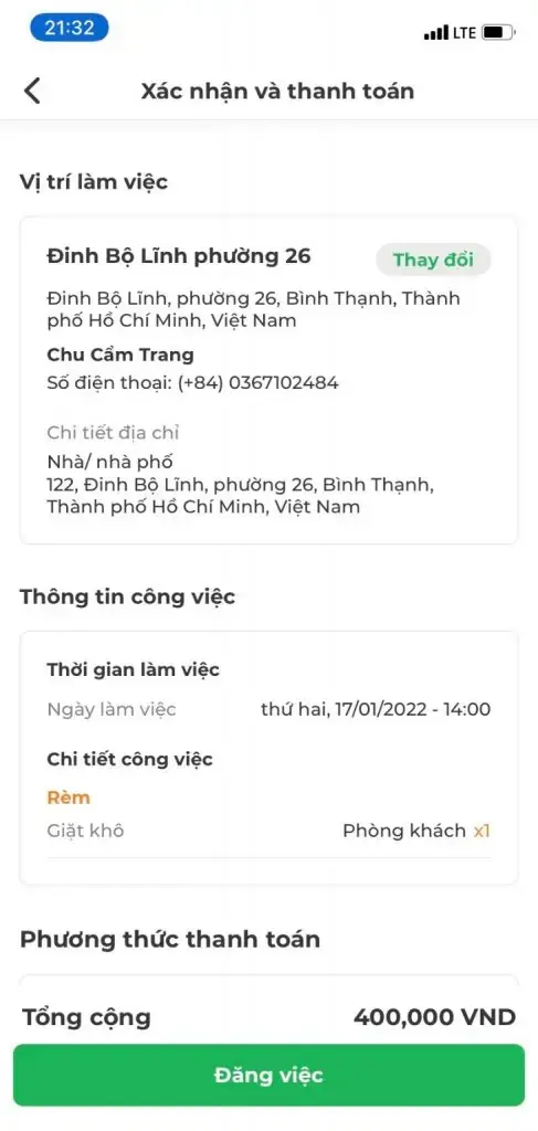 Xác nhận và thanh toán