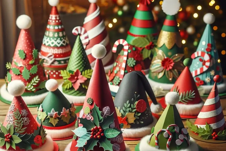 Những chiếc nón Noel bằng giấy sáng tạo khác.