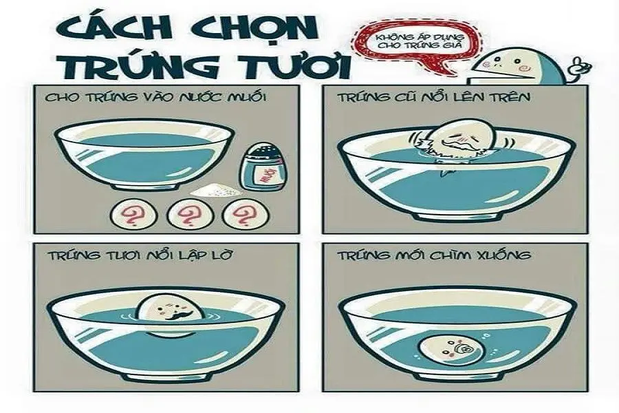 Hướng dẫn mẹo chọn trứng gad bằng cách thả vào nước