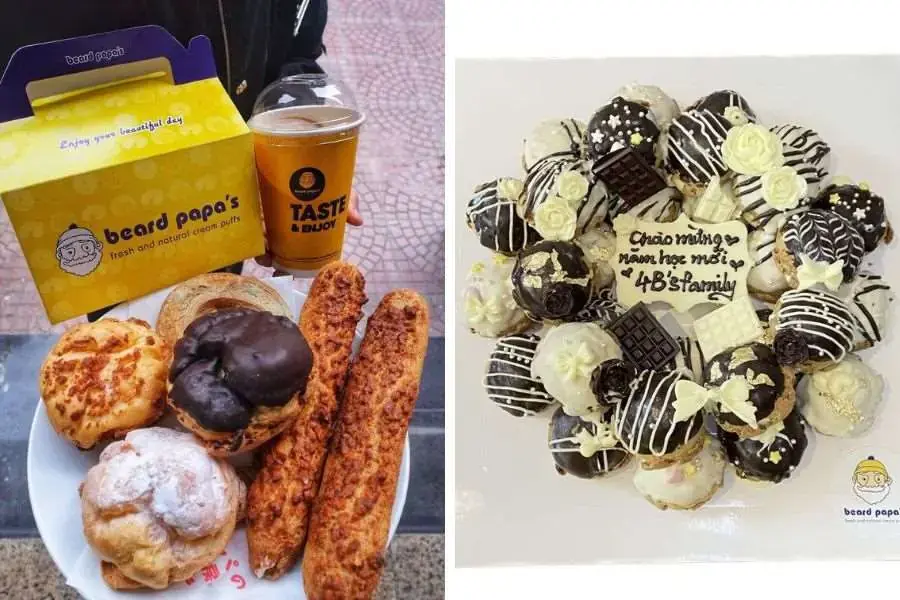 Tại Beard Papa’s có nhiều loại nhân bánh thơm ngon, lạ miệng.