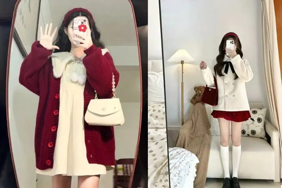 Màu trắng sữa mix với màu đỏ 10 điểm không có nhưng.