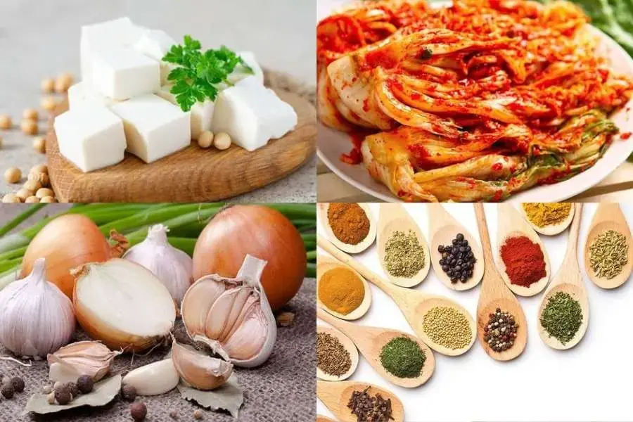 Nguyên liệu làm món canh kim chi chay