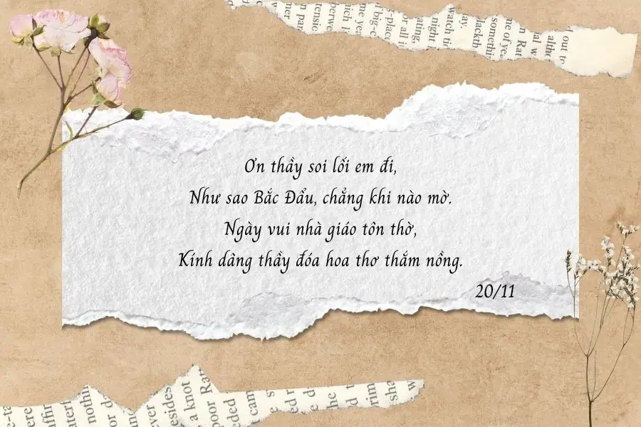 Chúc 20/11 đến giáo viên đôi lúc có thể bằng những vần thơ, văn ngắn.