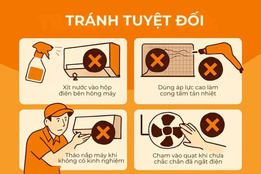 4 điều cần tránh khi vệ sinh dàn nóng máy lạnh Panasonic.