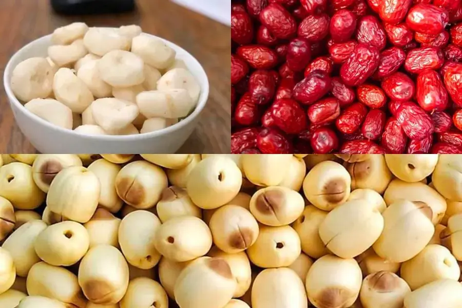 Cách nấu chè củ năng hạt sen táo đỏ