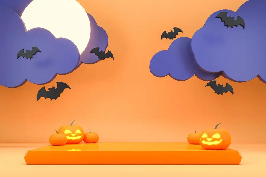 Trang trí phông nền Hallowen hoạt hình dành cho bé.