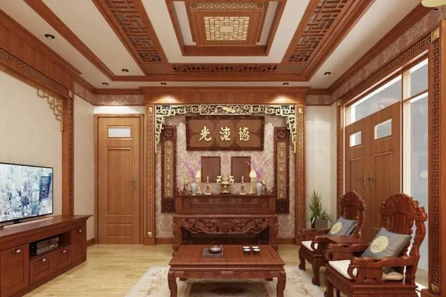 Mẫu thiết kế phòng khách của nhà cấp 4 từ nội thất gỗ
