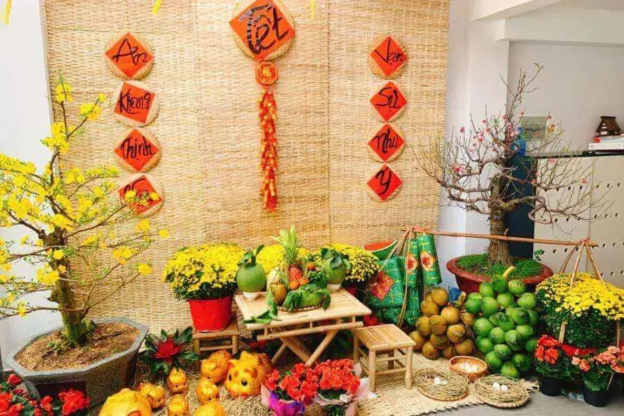 Trang trí tiểu cảnh ngày Tết xưa mang đến cảm giác ấm áp