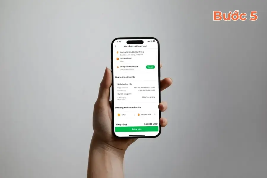 Kiểm tra lại thông tin đặt lịch.
