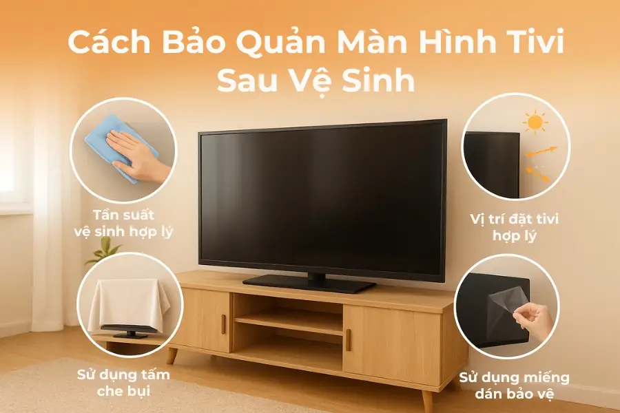 Cách bảo quản màn hình tivi sau vệ sinh.