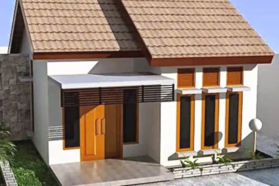 Thiết kế mẫu nhà cấp 4 đơn giản với cửa gỗ 
