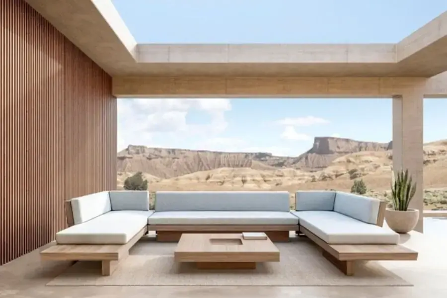 Lựa chọn bàn ghế sofa thiết kế rộng và đồ sộ, tôn lên vẻ sang trọng của phòng khách lớn