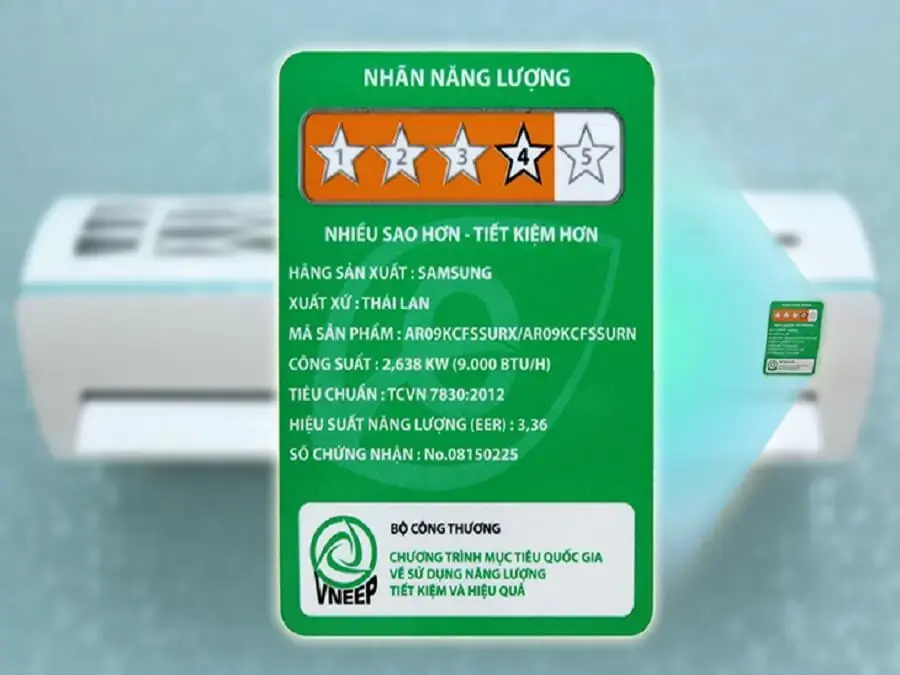 Nhãn năng lượng của máy lạnh (Hình ảnh: Lawnet)