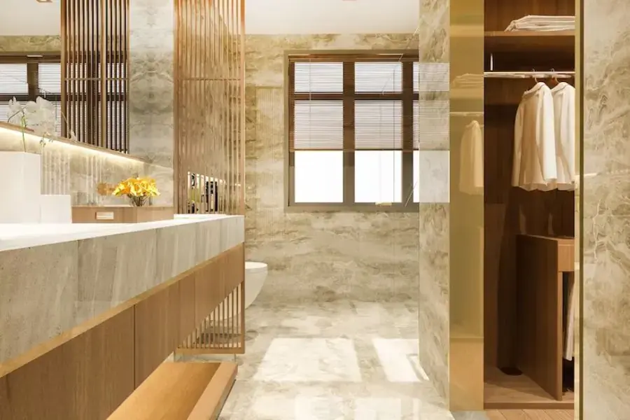 Thiết kế phòng ngủ diện tích 30m2 có toilet kết hợp phòng thay đồ
