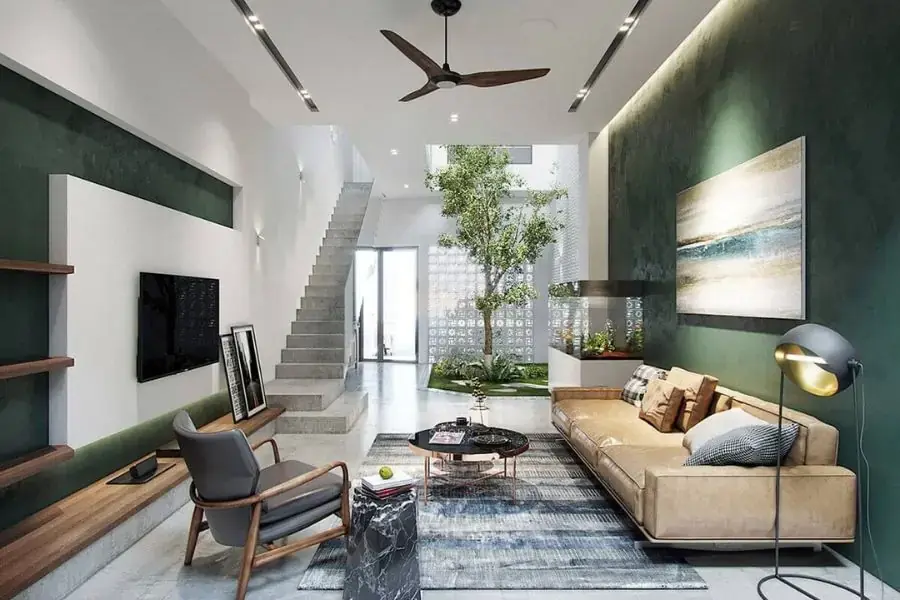 Sử dụng khoảng giếng trời trong nhà ống để trồng cây