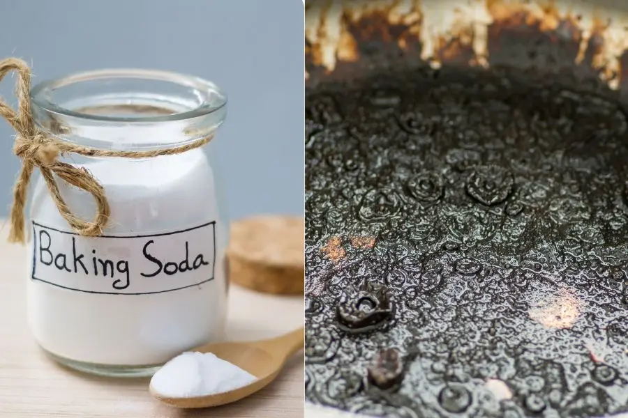 Ngâm baking soda với nước trong nồi nhôm bị cháy giúp loại bỏ các vết ố đen