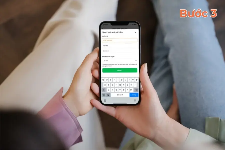 Chọn loại nhà và nhập địa chỉ chính xác tại Dĩ An.