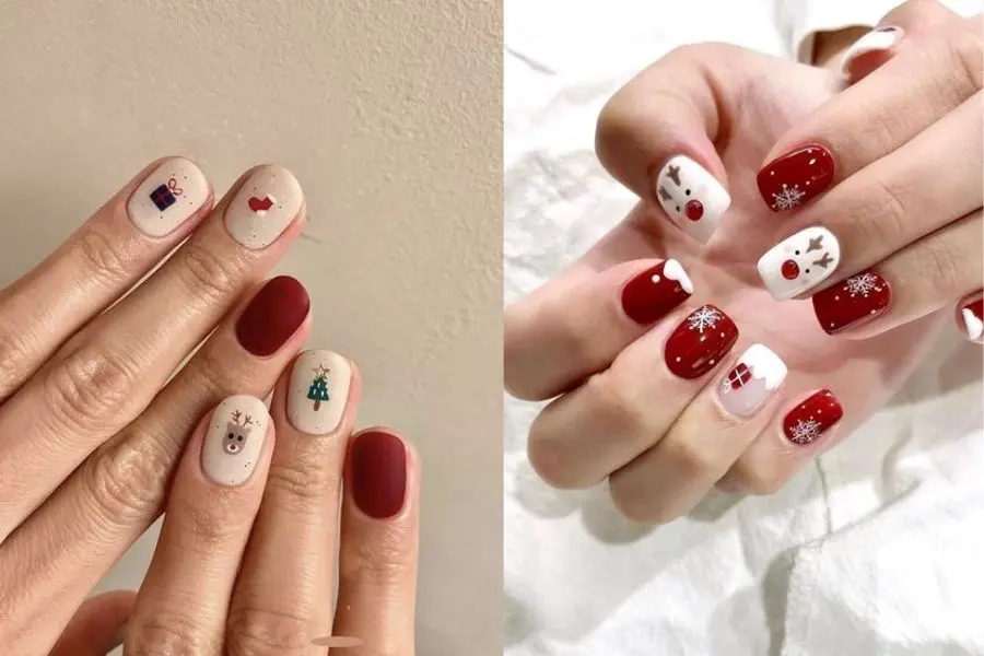 Nail đỏ phản ánh đúng không khí Giáng Sinh.