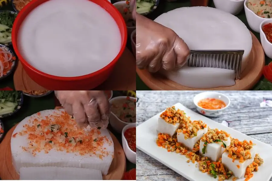 Đợi bánh nguội bớt rồi cho bánh ra dĩa, cắt thành nhiều miếng nhỏ vừa ăn.