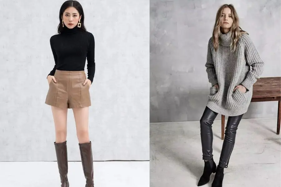 Outfit quần da áo lên trông cực cool ngầu.