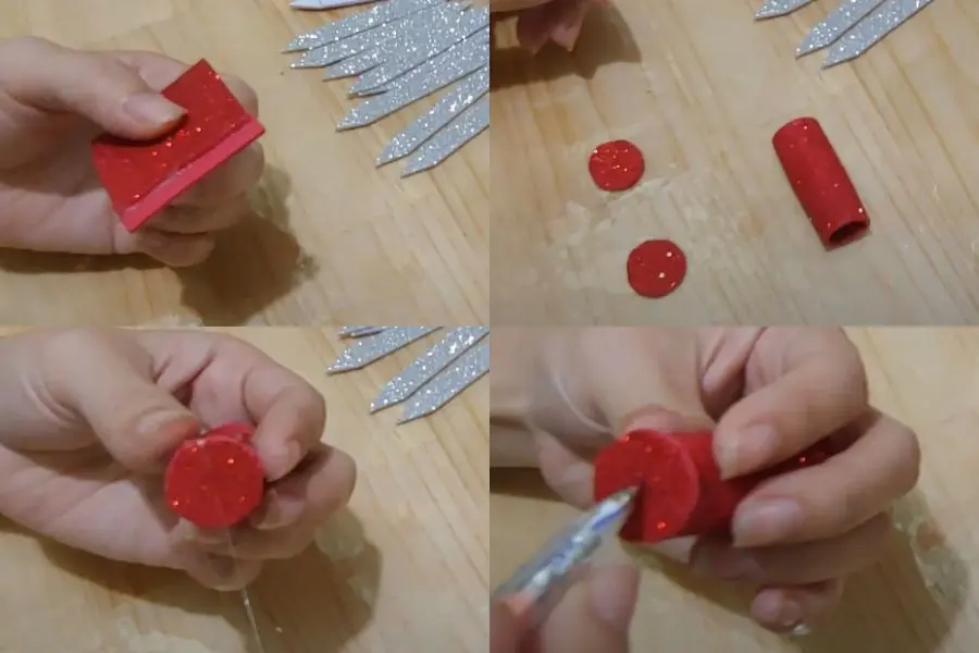 Tiến hành làm trụ của quả châu Noel.