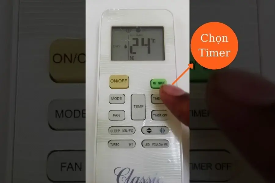 Nhấn Timer để cài đặt chế độ hẹn giờ của máy lạnh (Hình ảnh: Youtube)