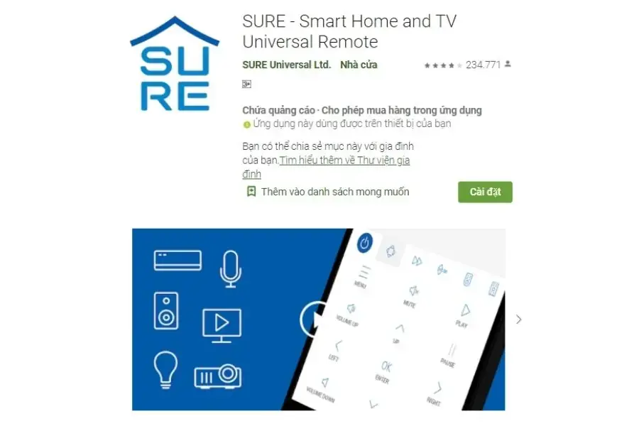 App điều khiển điều hòa từ xa SURE dùng cả IOS và Android