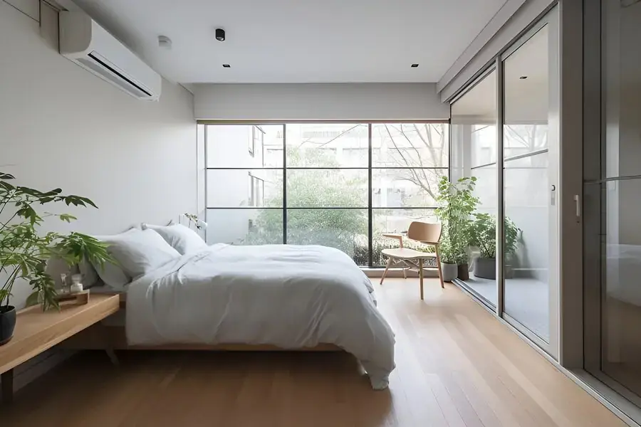 Sử dụng hệ cửa kính màu sáng và rèm cửa để hạn chế tối đa sự hấp thụ nhiệt trong phòng.