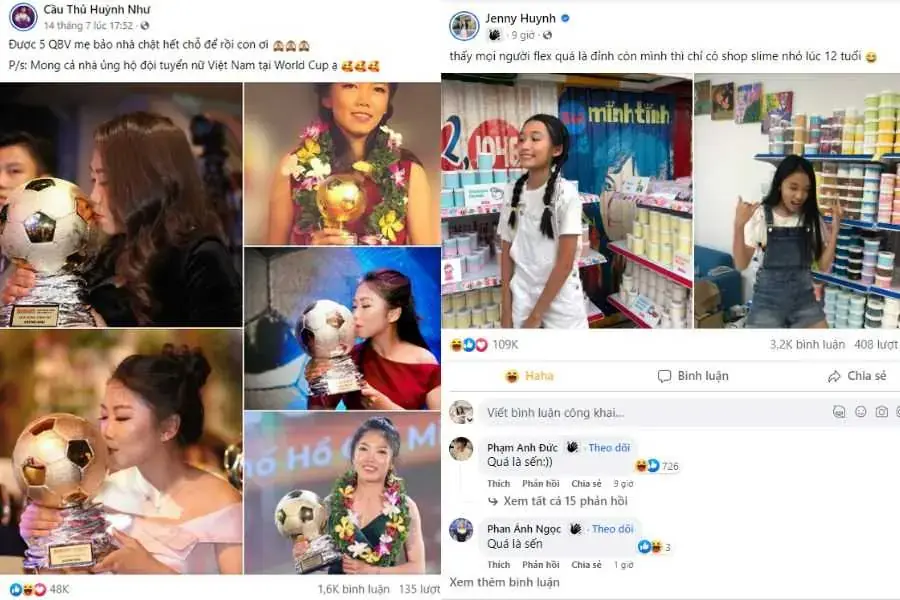 Những bài viết flex của người nổi tiếng