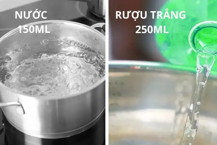 Phần nước ngâm tép trước khi giã nhuyễn