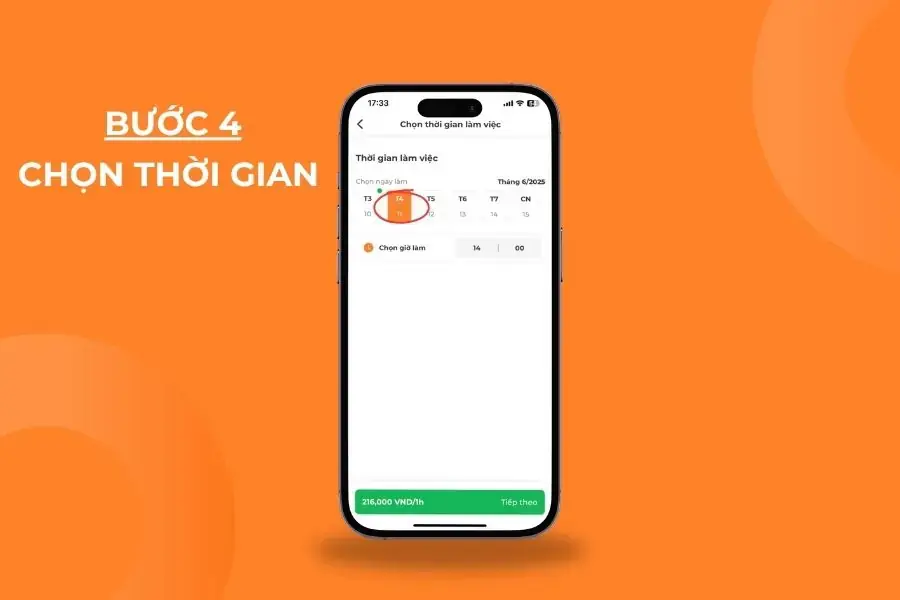 Chọn ngày và thời gian đặt lịch tại Huế.
