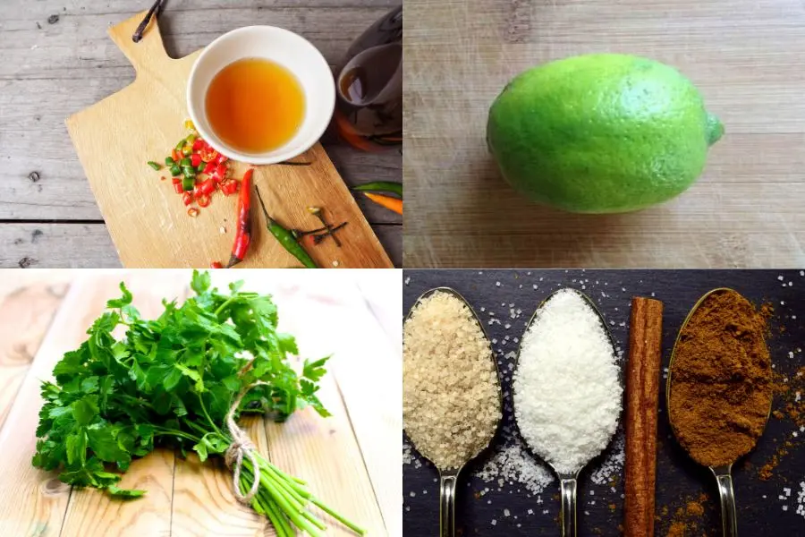 Chuẩn bị nước chấm của bánh đúc mặn miền Bắc gồm nước mắm nguyên chất, vv…
