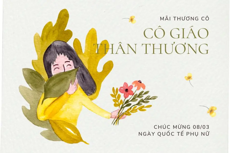 Mẫu thiệp 8/3 tặng cô giáo cực đẹp tạo ra từ canva số 2.