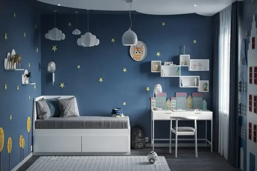Họa tiết trang trí bầu trời đêm cho phòng ngủ bé trai từ 7 - 10 tuổi