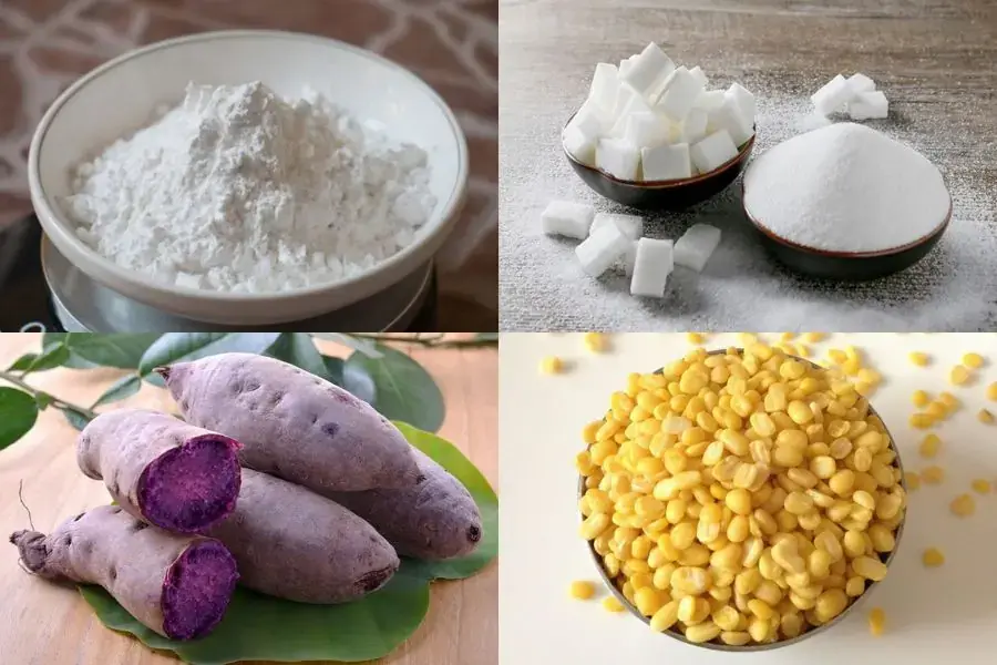 Chuẩn bị nguyên liệu làm bánh da lợn khoai lang tím.