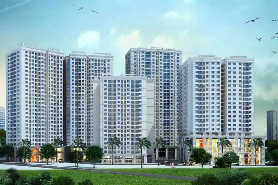 Chung cư cao tầng tại khu vực đông đúc dân cư