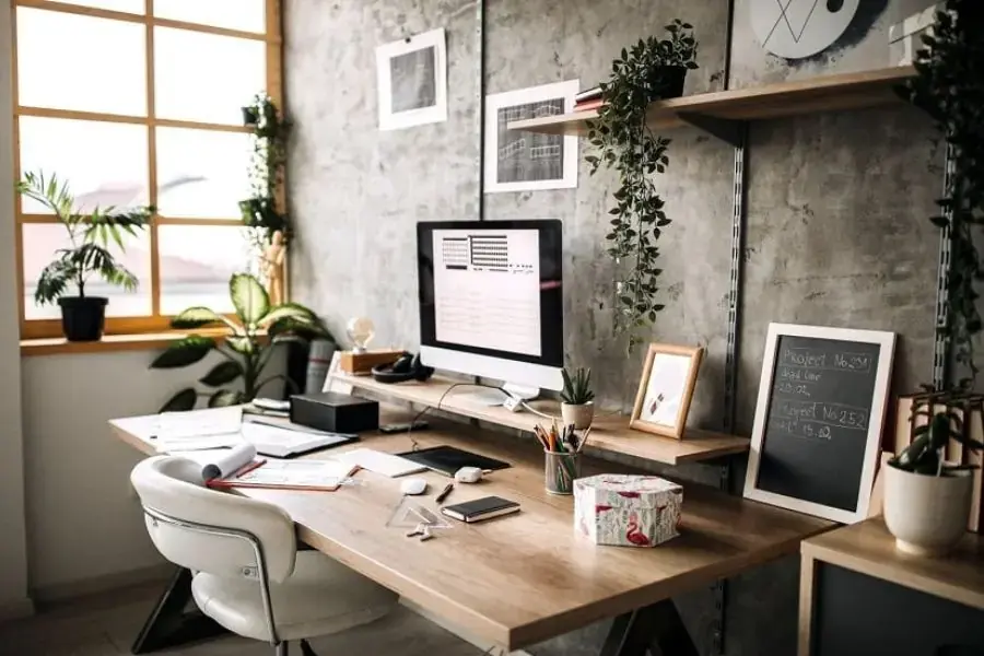 Đặt chậu hoa để bàn làm việc tại nơi thoáng khí