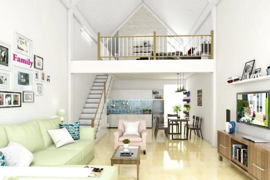 Không gian sáng sủa của ngôi nhà cấp 4 có gác lửng